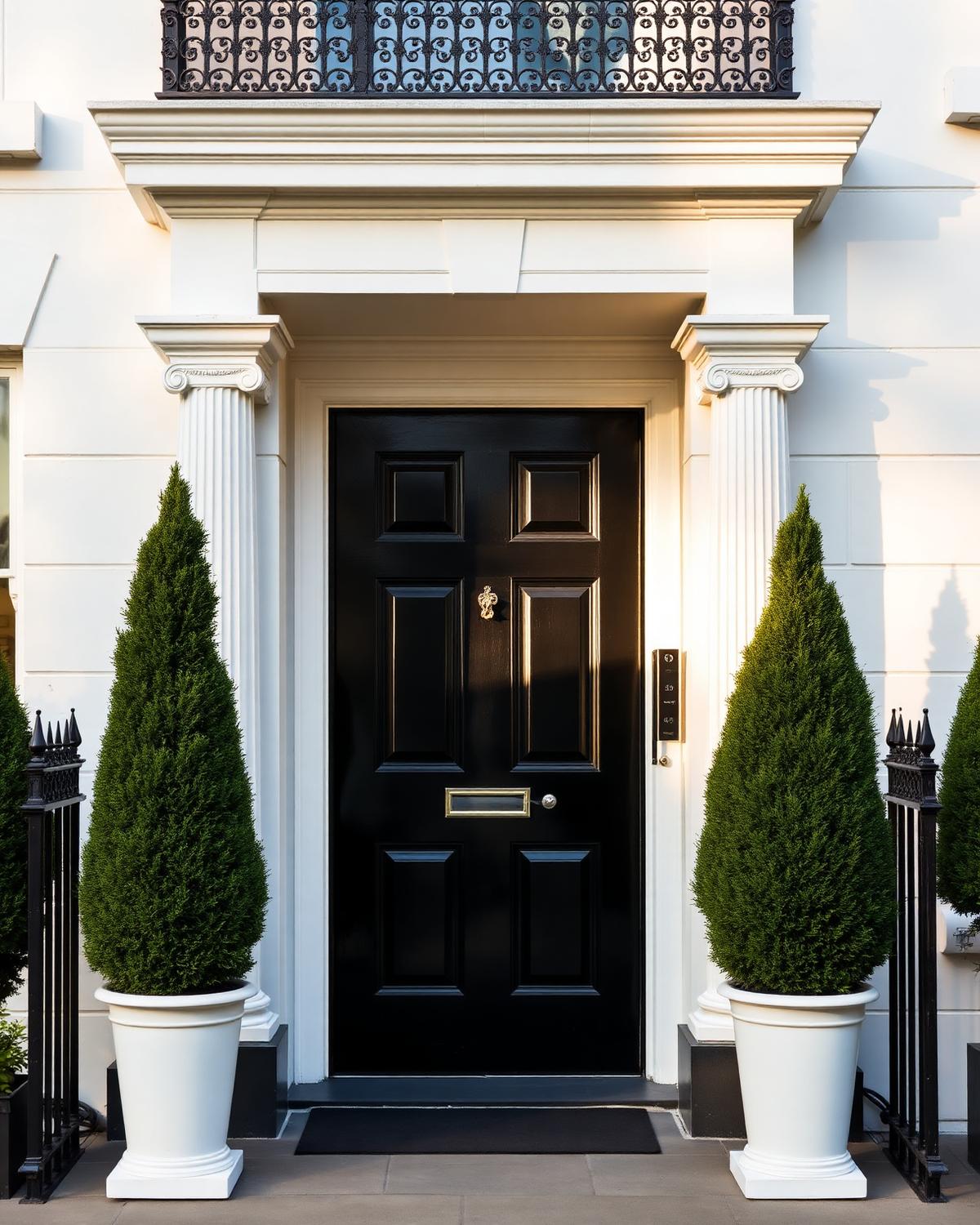 Frame the entrance in matched pairs